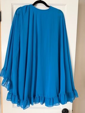 Blue Ruffle-Hem Mini Dress